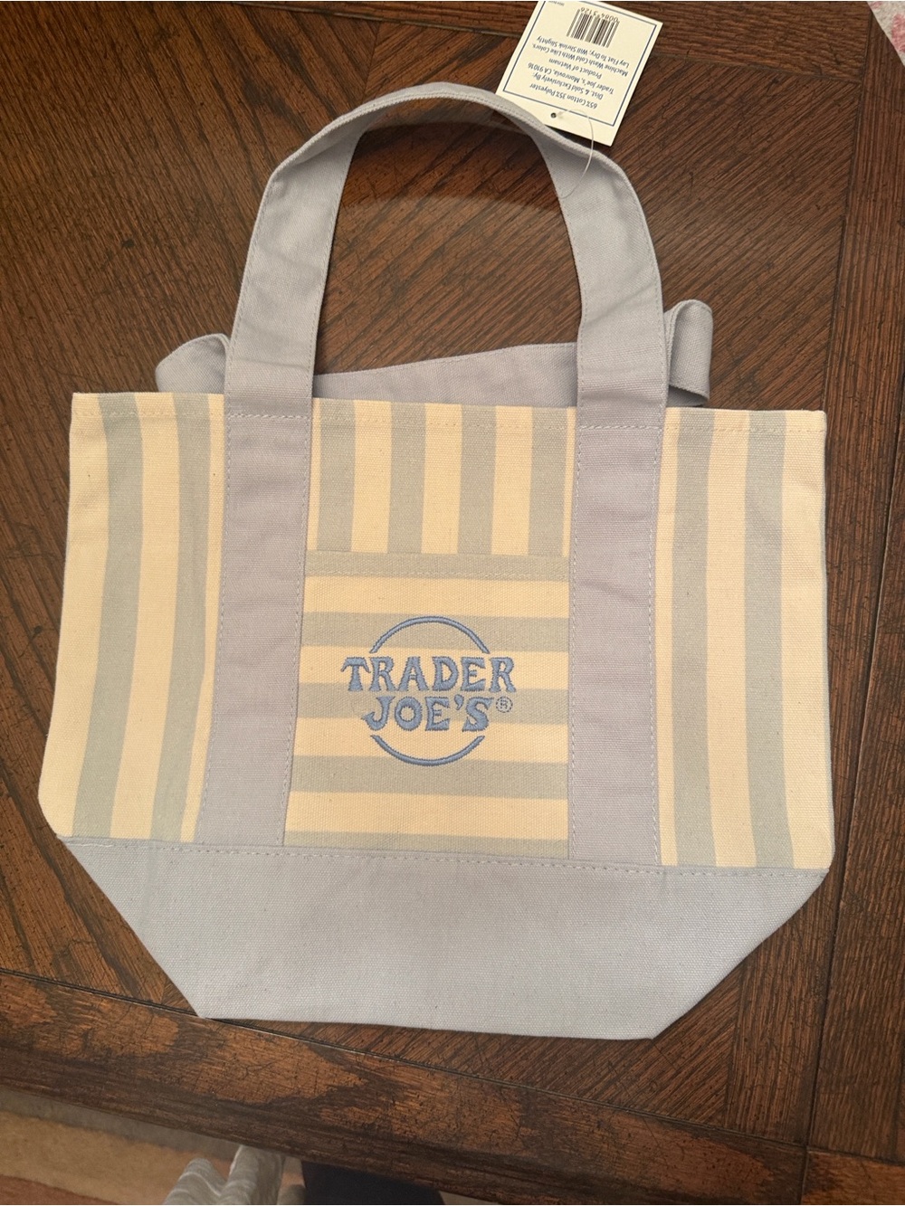Blue and Cream Striped Market Tote